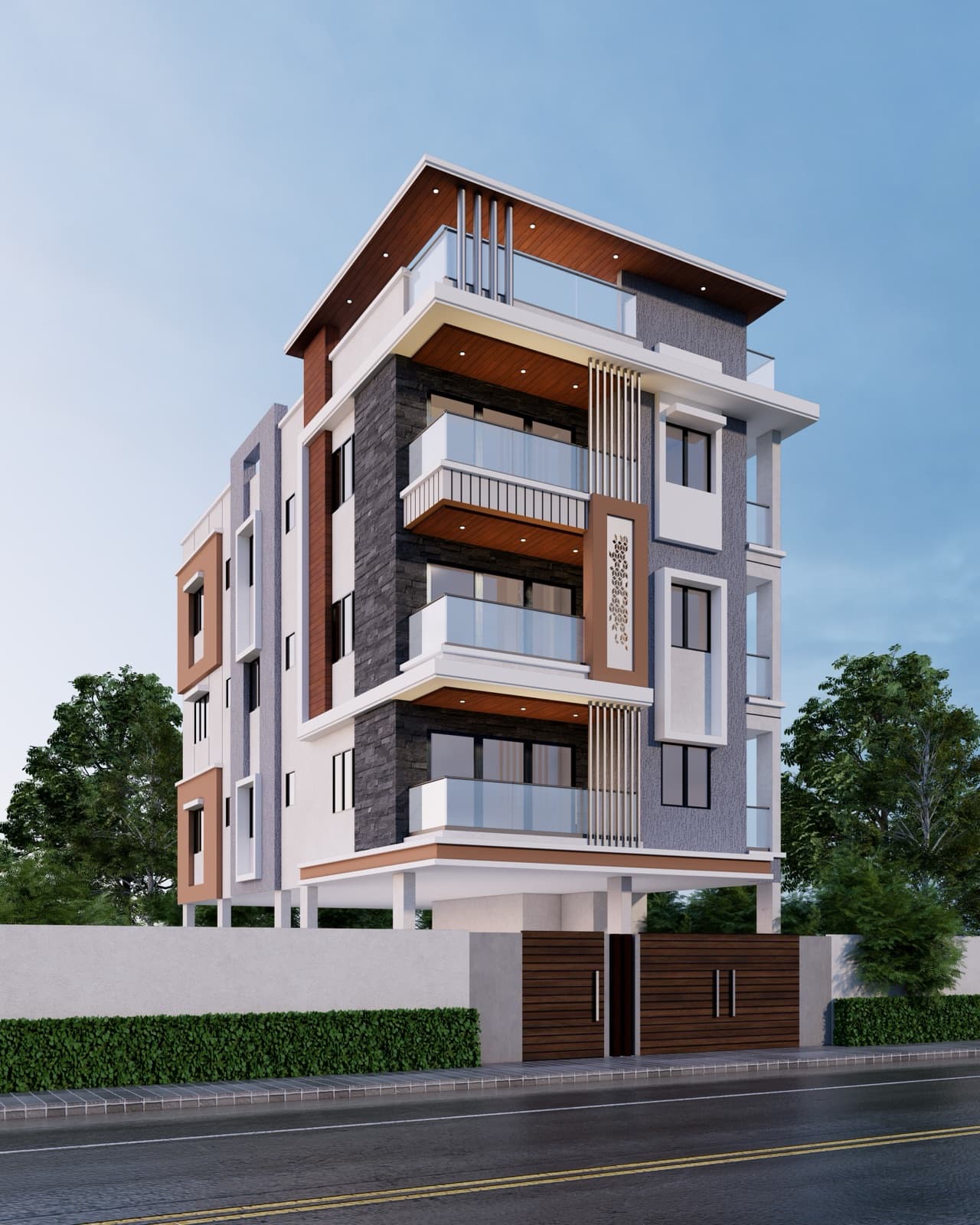 Architectural elevation design prepared for municipal sanction approval, Pune